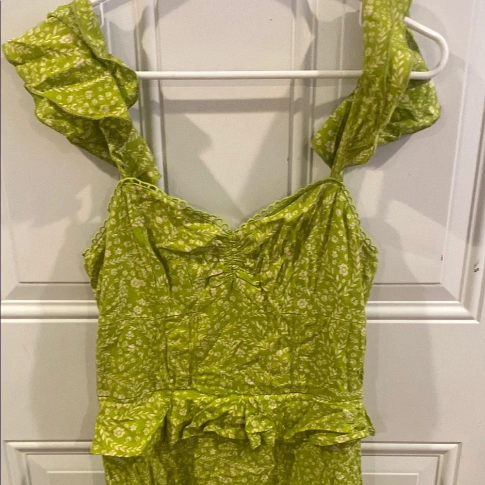 Women’s Maxi Dress in Light Green - Sleeveless Ruffle Detail - Picture 5 of 8